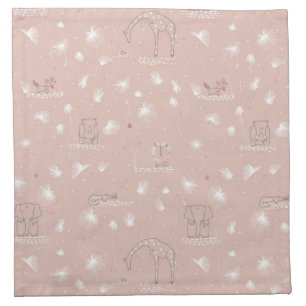pattern displaying cute baby jungle animals cloth napkin