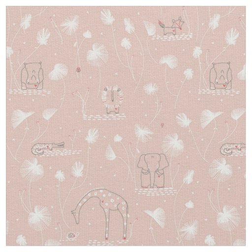 pattern displaying cute baby jungle animals fabric