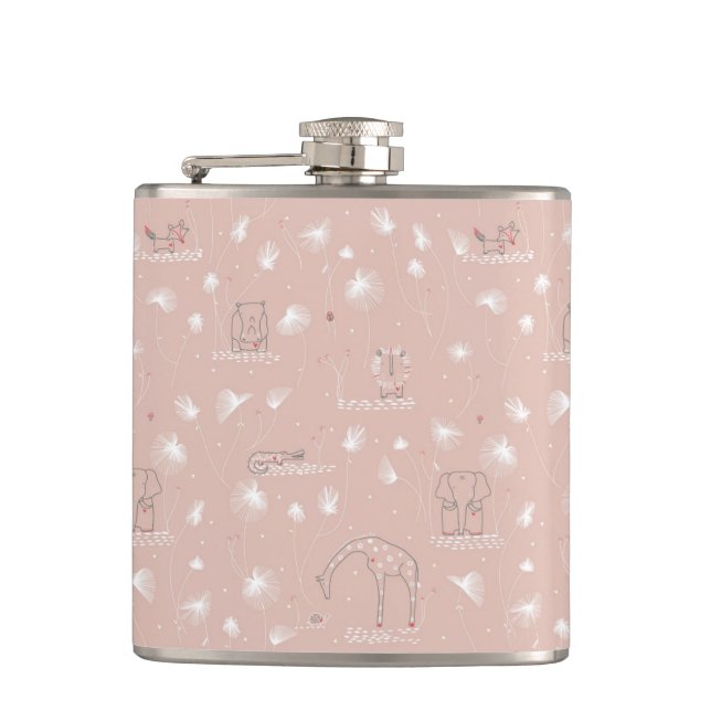 pattern displaying cute baby jungle animals flask (Front)