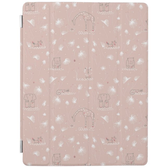 pattern displaying cute baby jungle animals iPad smart cover (Front)