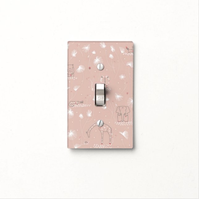 pattern displaying cute baby jungle animals light switch cover (In Situ)