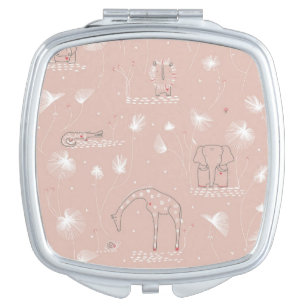 pattern displaying cute baby jungle animals makeup mirror