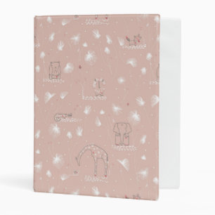 pattern displaying cute baby jungle animals mini binder