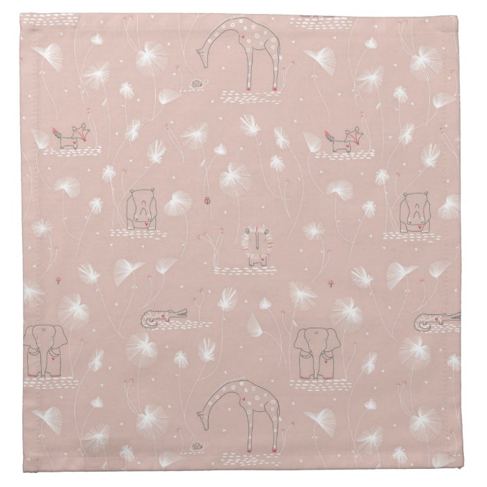 pattern displaying cute baby jungle animals napkin