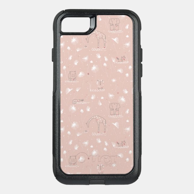 pattern displaying cute baby jungle animals otterbox iPhone case (Back)