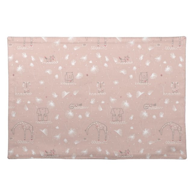pattern displaying cute baby jungle animals placemat (Front)