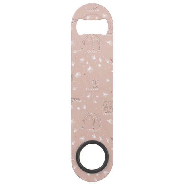 pattern displaying cute baby jungle animals speed bottle opener (Front)