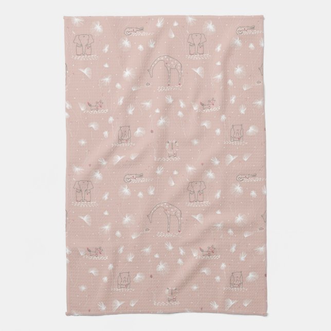 pattern displaying cute baby jungle animals towel (Vertical)