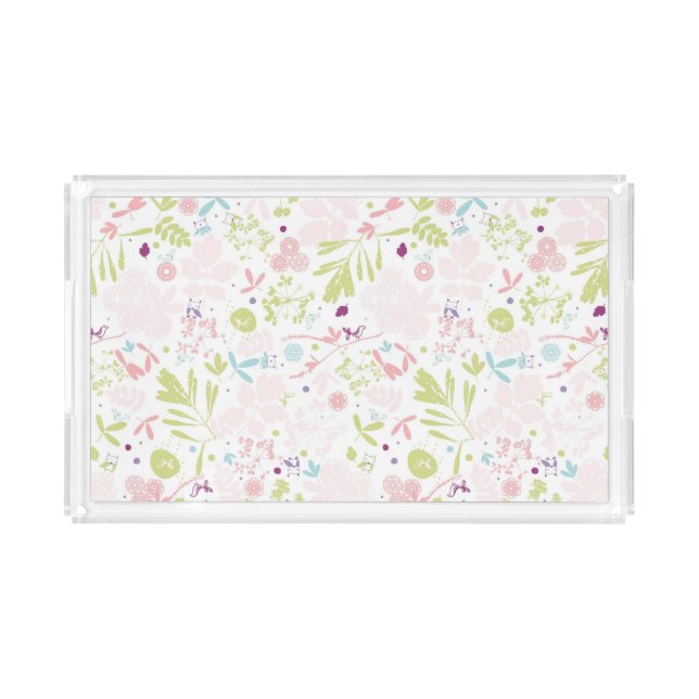 pattern displaying floral acrylic tray (Front)