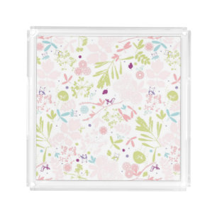 pattern displaying floral acrylic tray