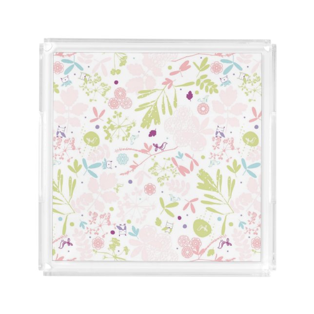 pattern displaying floral acrylic tray (Front)