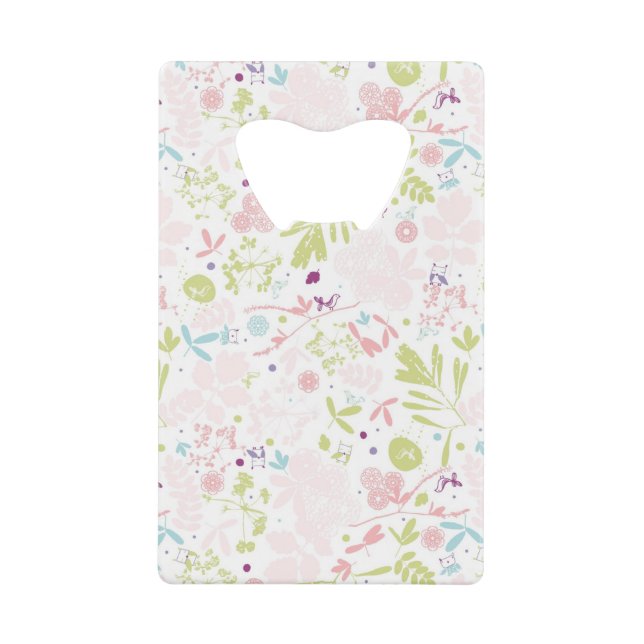 pattern displaying floral credit card bottle opener (Front)