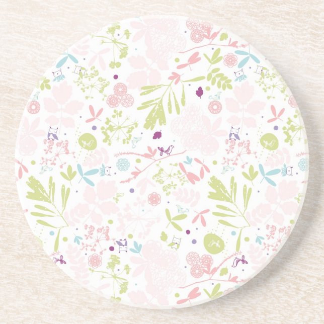 pattern displaying floral drink coaster (Front)