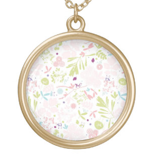 pattern displaying floral gold plated necklace