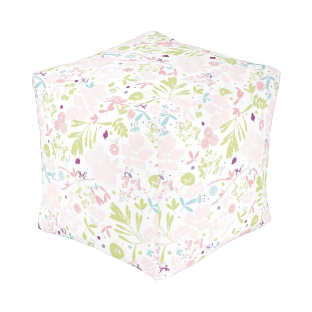 pattern displaying floral pouf (Angled Front)