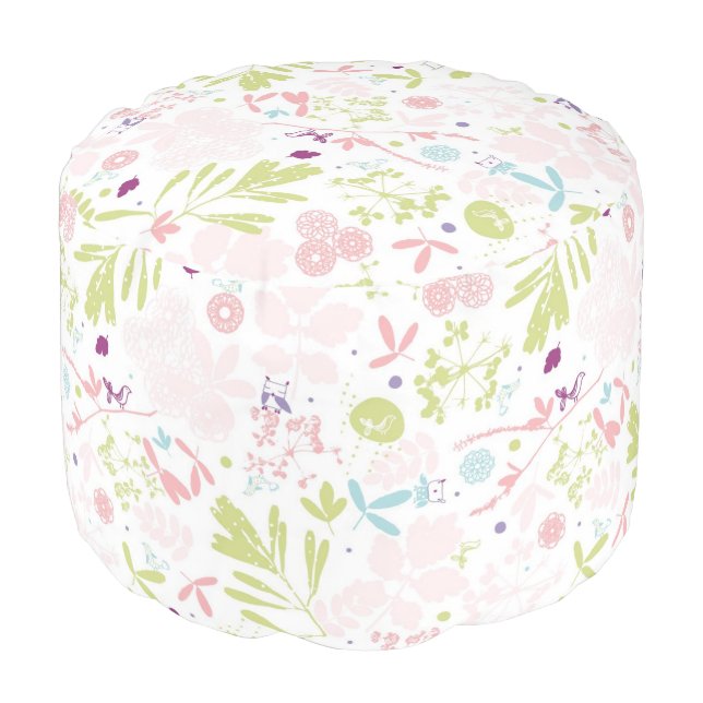 pattern displaying floral pouf (Angled Front)