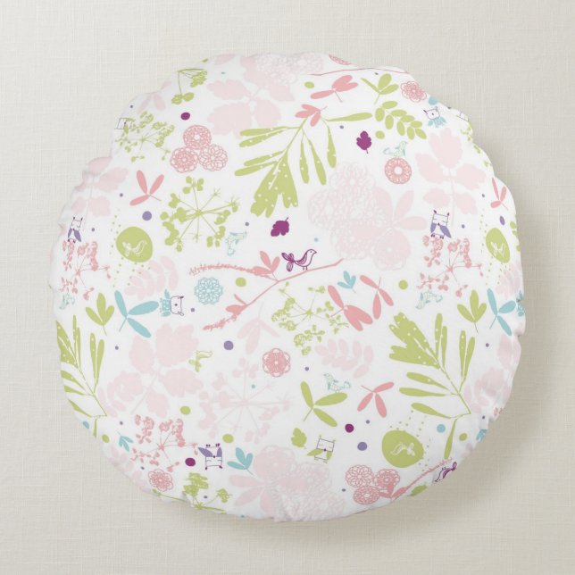 pattern displaying floral round pillow (Front)