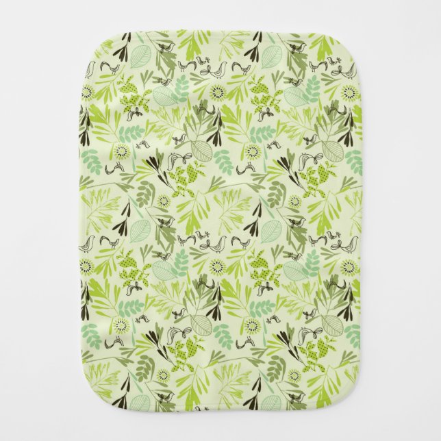 pattern displaying little baby birds baby burp cloth (Front)
