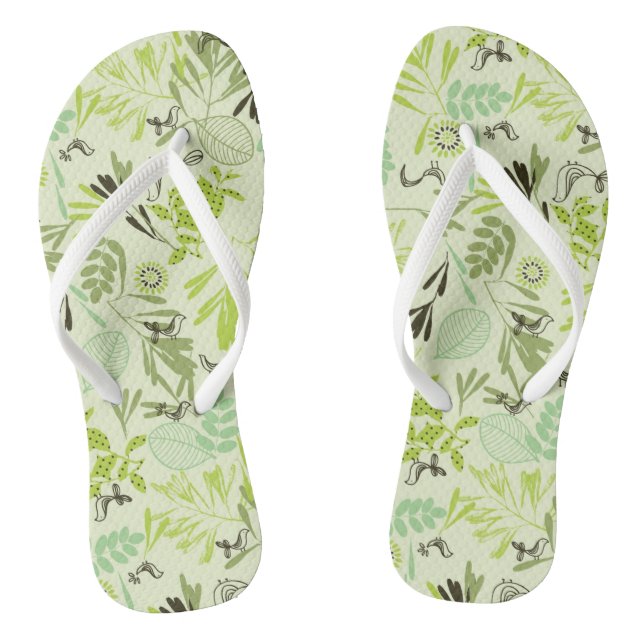 pattern displaying little baby birds flip flops (Footbed)