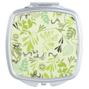 pattern displaying little baby birds makeup mirror