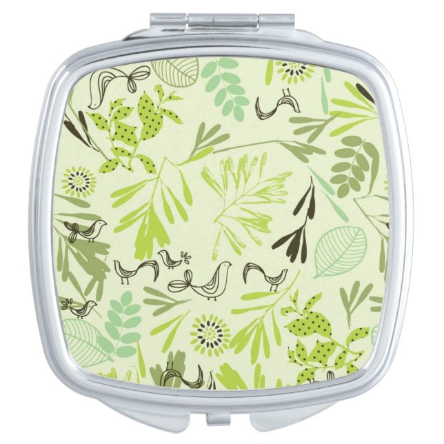 pattern displaying little baby birds makeup mirror (Front)