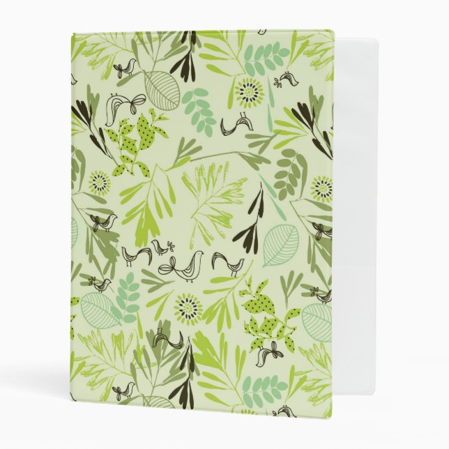 pattern displaying little baby birds mini binder (Front/Inside)
