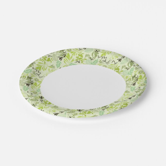 pattern displaying little baby birds paper plates (Angled)
