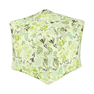 pattern displaying little baby birds pouf