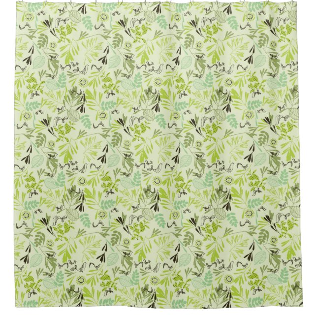 pattern displaying little baby birds shower curtain (Front)