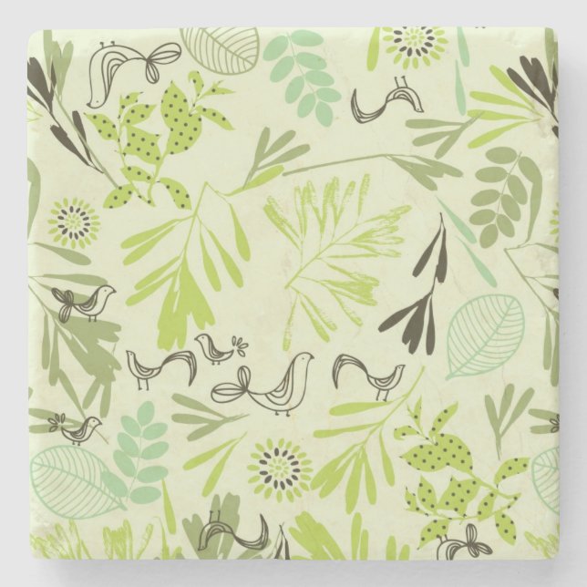pattern displaying little baby birds stone coaster (Front)