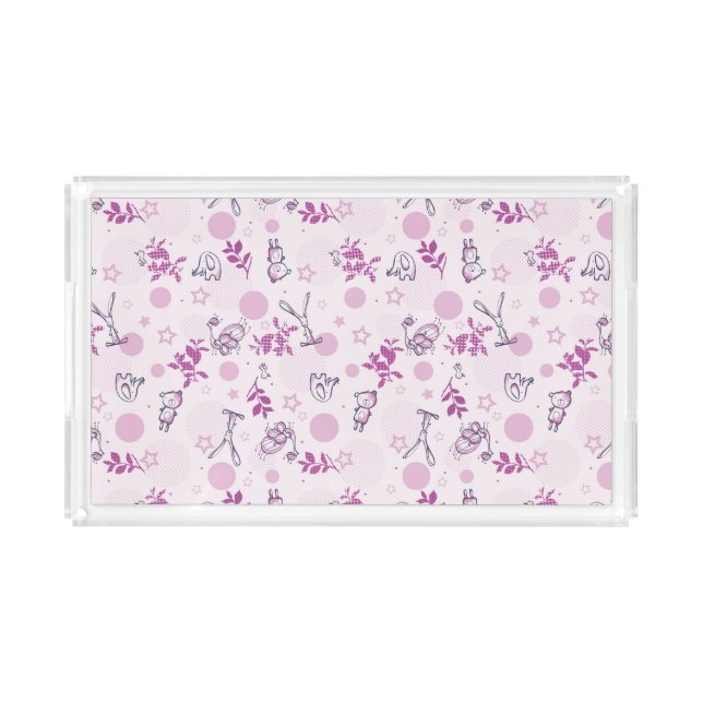 pattern displaying vintage baby animals acrylic tray (Front)