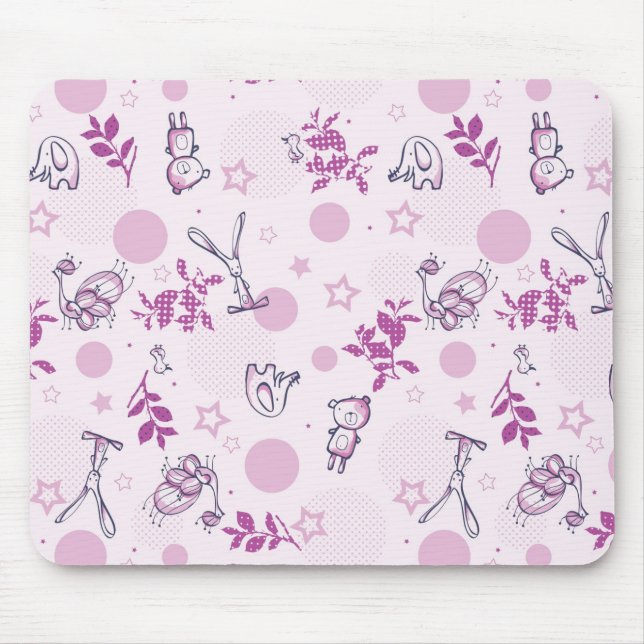 pattern displaying vintage baby animals mouse pad (Front)