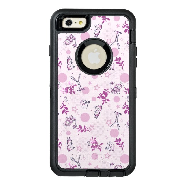 pattern displaying vintage baby animals otterbox iPhone case (Back)