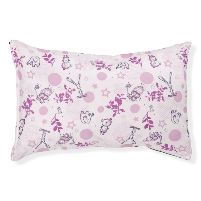 pattern displaying vintage baby animals pet bed (Front)