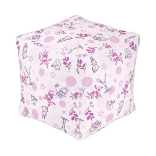 pattern displaying vintage baby animals pouf