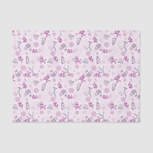 pattern displaying vintage baby animals tissue paper (Front)