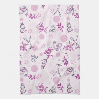 pattern displaying vintage baby animals towel