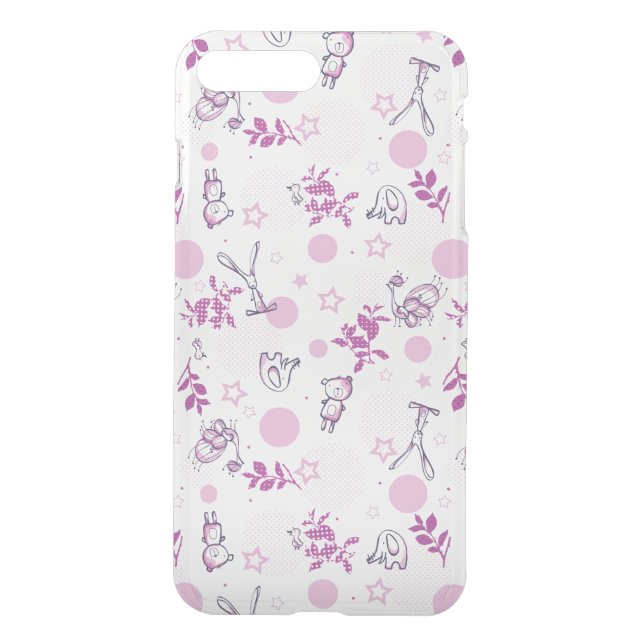 pattern displaying vintage baby animals uncommon iPhone case (Back)