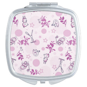 pattern displaying vintage baby animals vanity mirror
