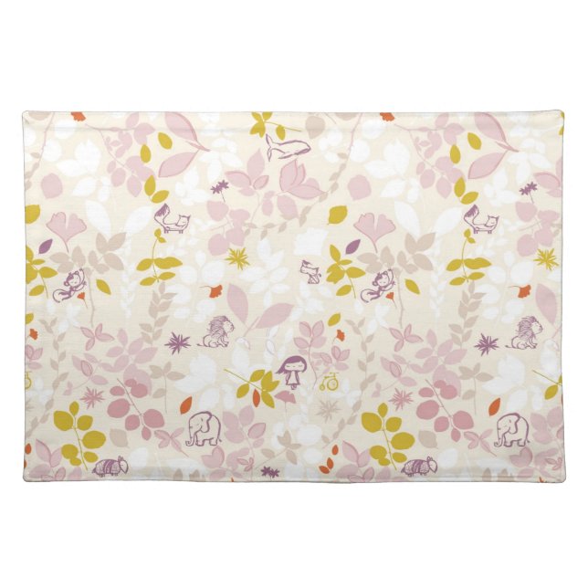 pattern displaying whimsical animals cloth placemat (Front)