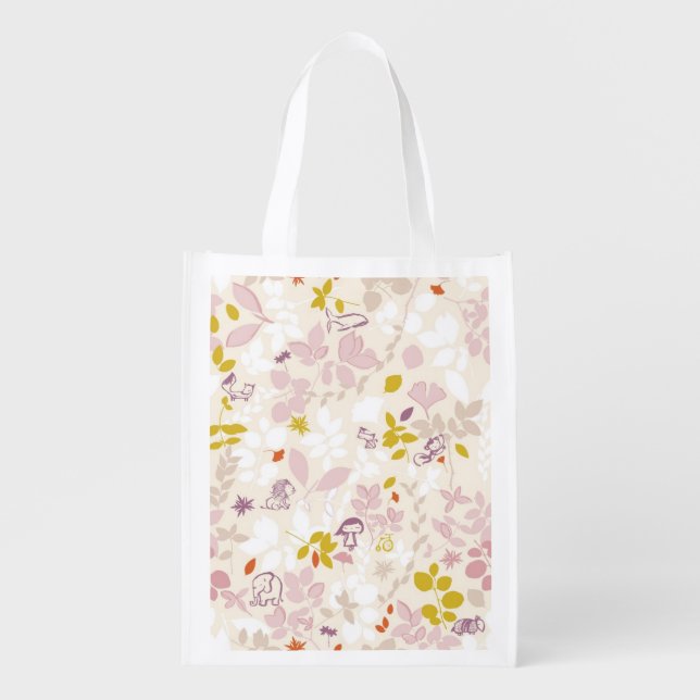 pattern displaying whimsical animals grocery bag (Front)