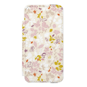 pattern displaying whimsical animals iPhone SE/5/5s wallet case