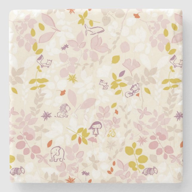 pattern displaying whimsical animals stone coaster (Front)