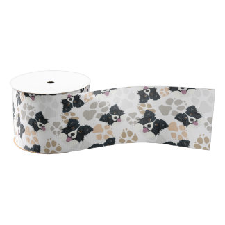 Pattern Dog Paws Border Collie Grosgrain Ribbon