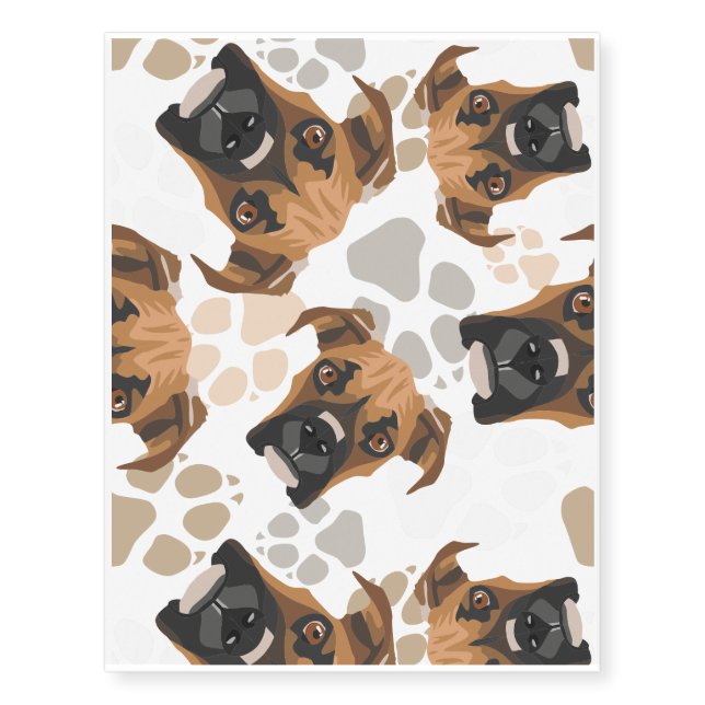 Pattern Dog paws Boxer Temporary Tattoos (Front)