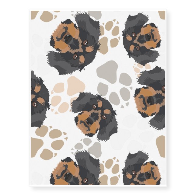 Pattern dog paws dachshund temporary tattoos (Front)
