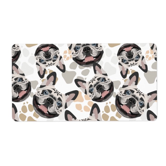 Pattern Dog Paws French Bulldog Label (Front)
