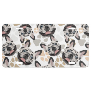 Pattern Dog Paws French Bulldog License Plate