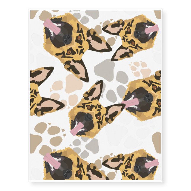 Pattern Dog Paws German Shepherd Temporary Tattoos (Front)