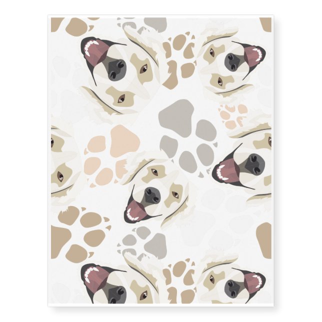 Pattern Dog Paws Golden Retriever Temporary Tattoos (Front)